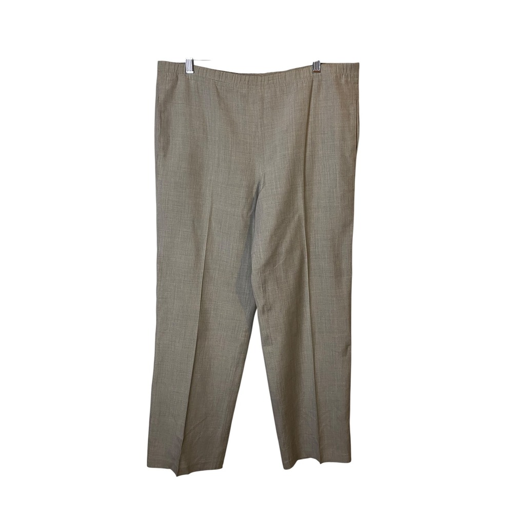 DKNY Pure Womens Grey 100% Silk Pull On Pants Straight Leg Pockets Size 16
